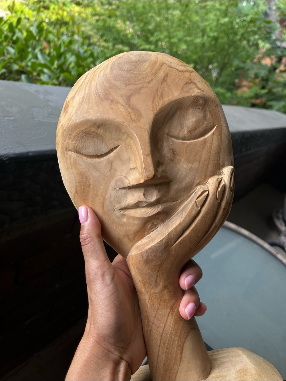 🆕 Listing!  Anthropologie x Bloomingville Visage Hand Carved Teak Wood Sculpture